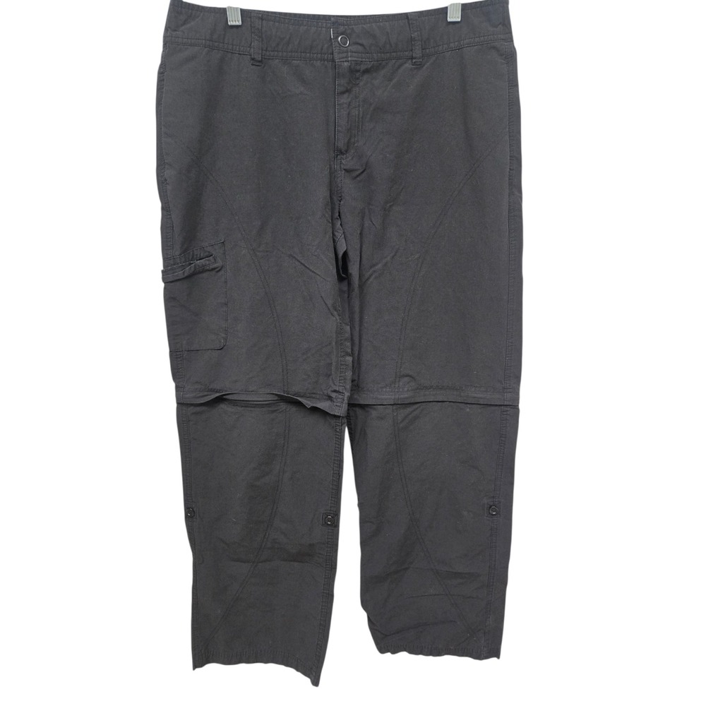 Danskin Now Womens L 12/14 Black Convertible Zip Off Cargo Hiking Pants Stretch‎